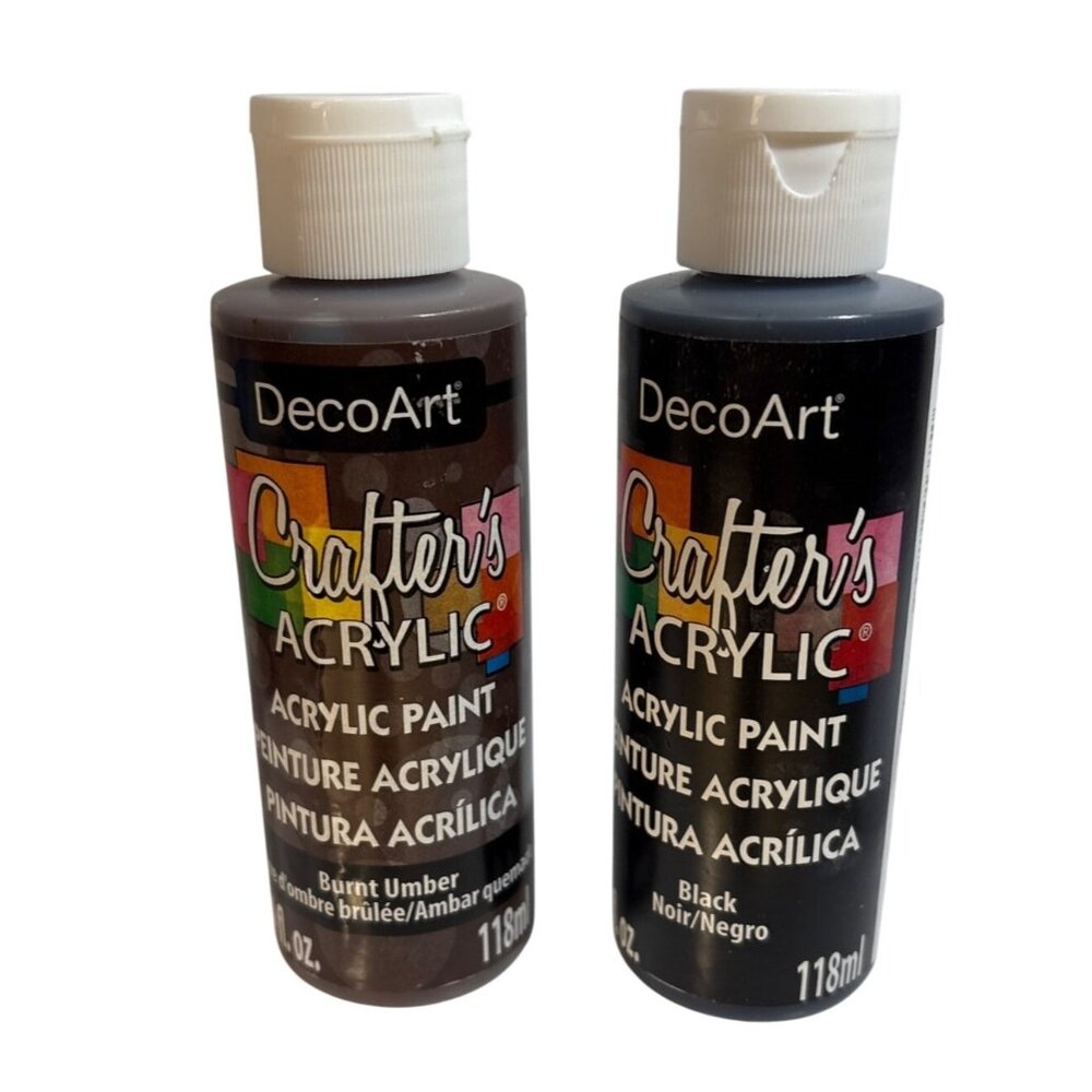 DecoArt Crafters Acrylic Paint Set 4 Fl. Oz Burnt Umber & Black Matte Finish